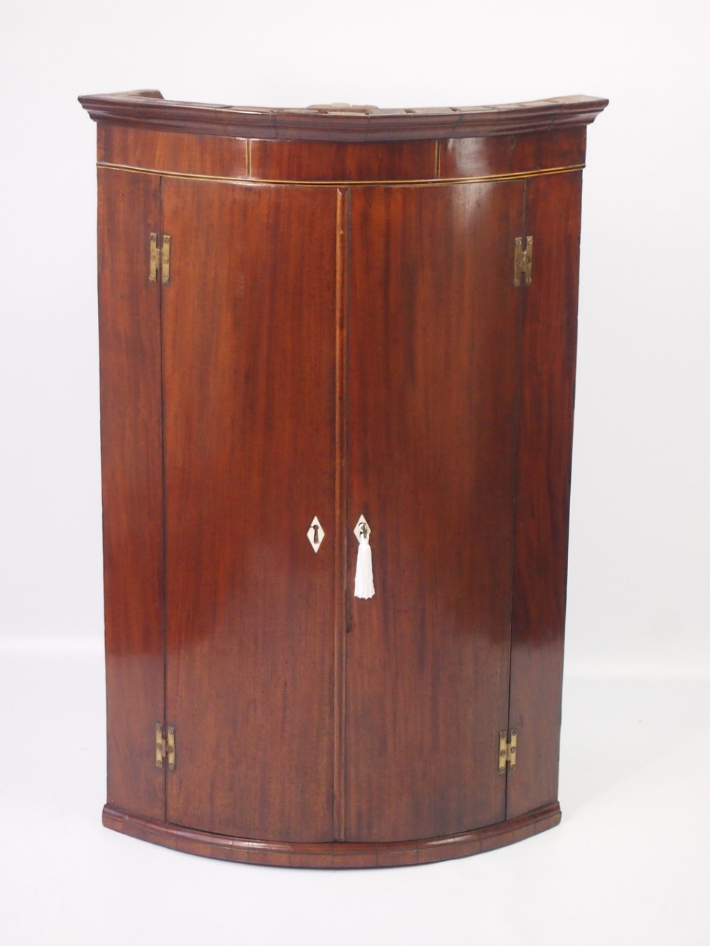 Georgian Bow Fronted Mahogany Corner Cupboard