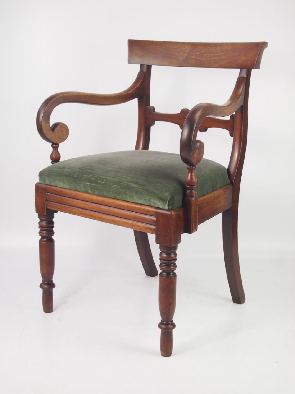 Antique Mahogany Open Armchair or Desk Chair
