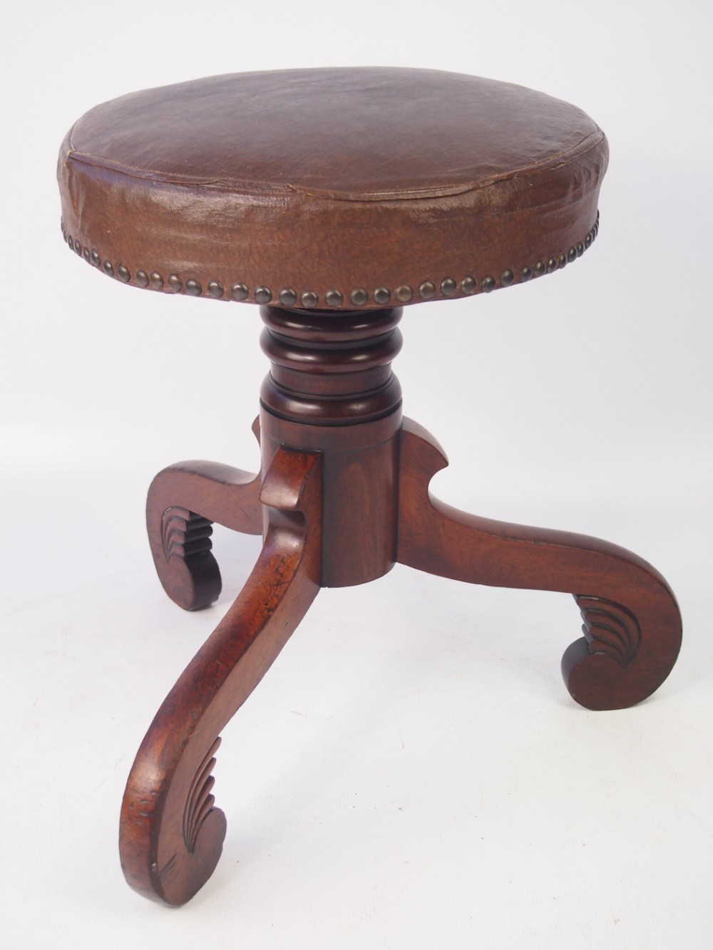 Antique Mahogany Rise & Fall Piano Stool