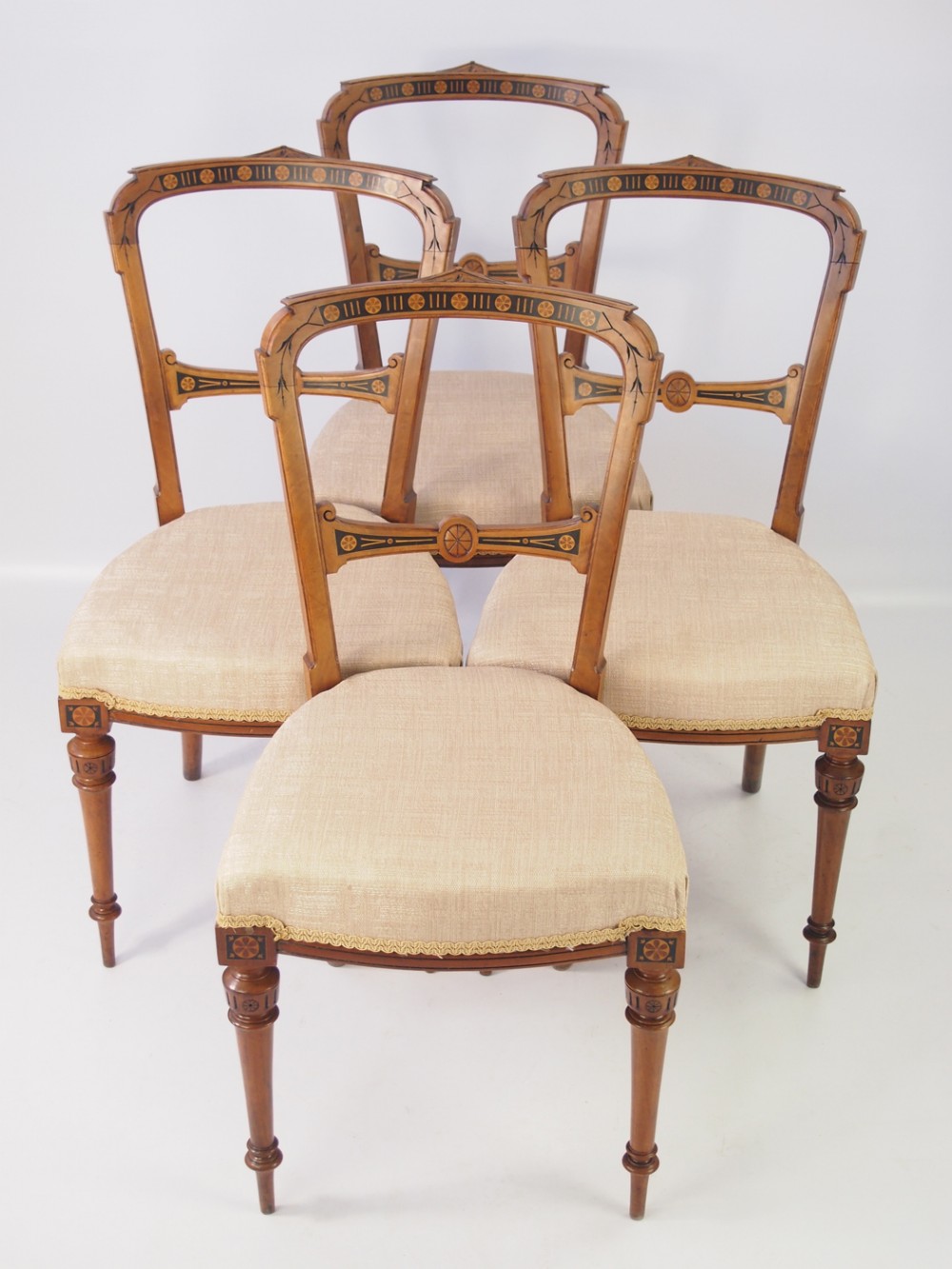 Set 4 Victorian Aesthetic Movement Balloon Back Chairs