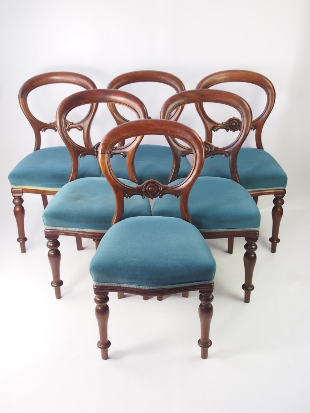 Set 6 Victorian Balloon Back Chairs