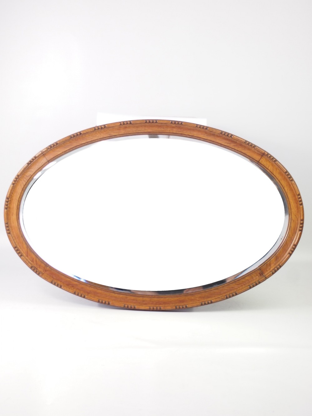 Large Edwardian Oak Framed Oval Mirror