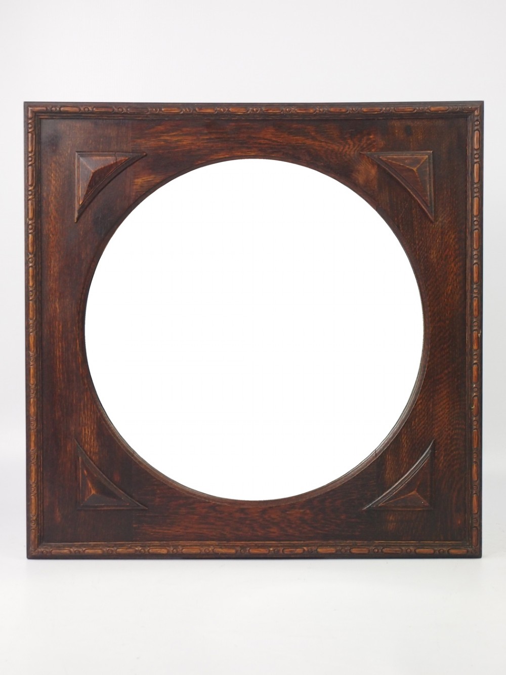 Oval Mirror in Square Oak Frame