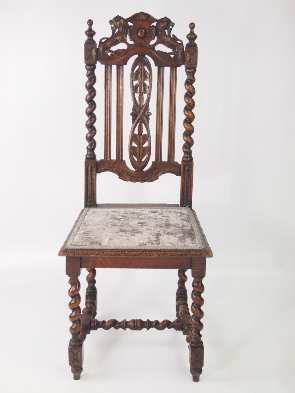 Pair of Antique Victorian Gothic Oak Chairs