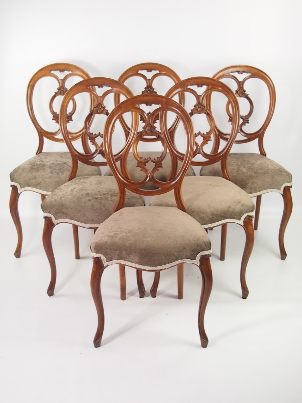 Set 6 Victorian Balloon Back Chairs