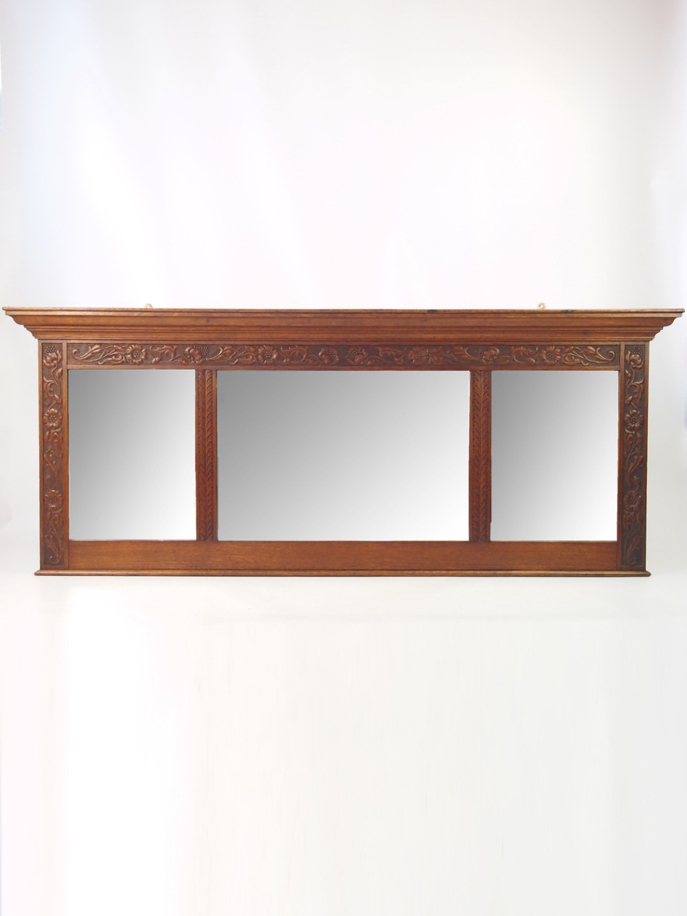 Large Arts & Crafts Oak Overmantle Mirror