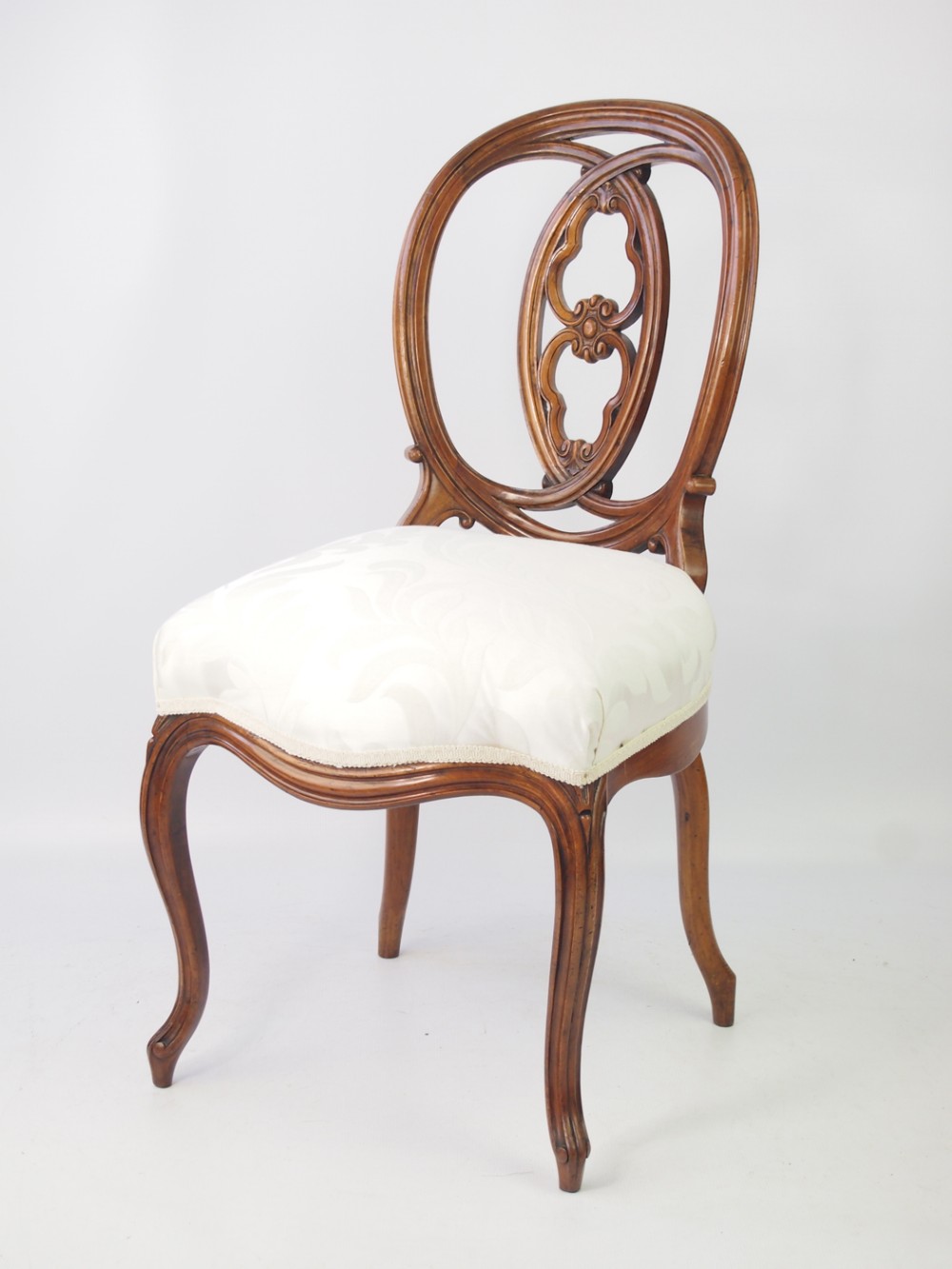 Antique French Walnut Balloon Back Chair