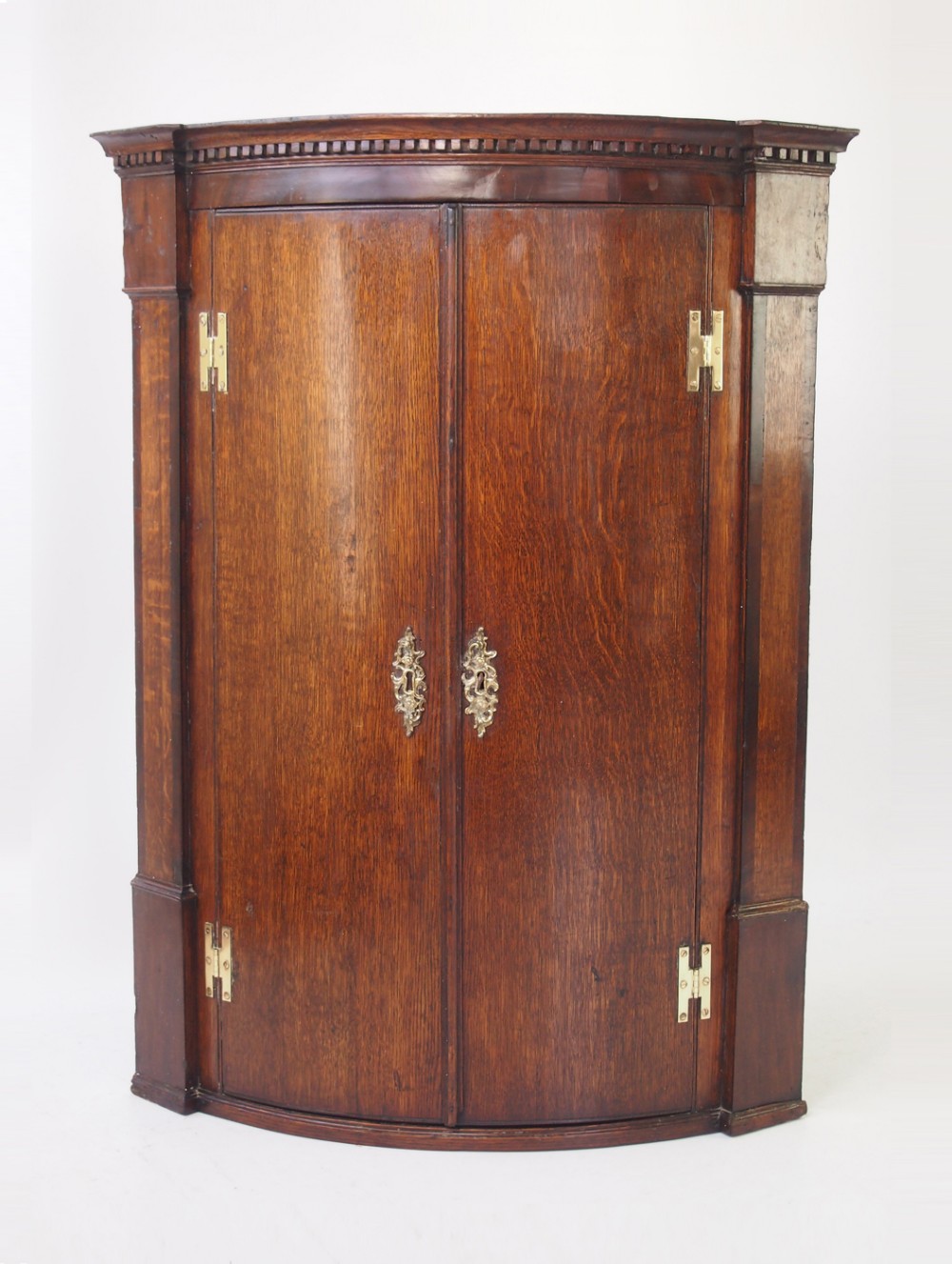 Georgian Oak Bow Front Corner Cupboard