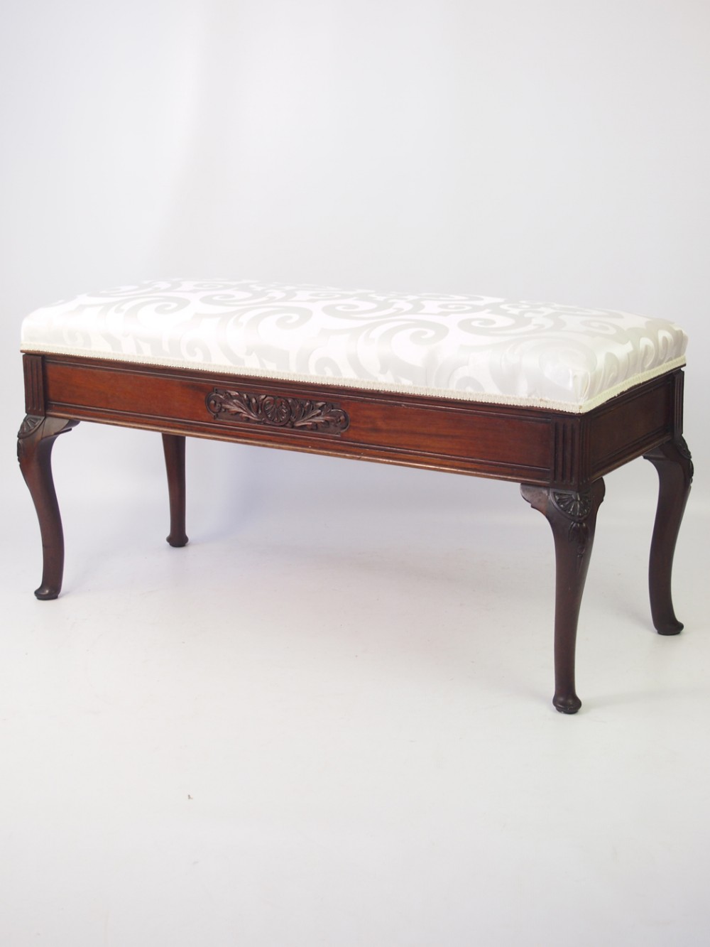 Long Edwardian Mahogany Duet Piano Stool 