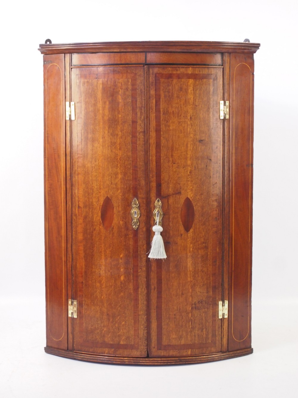 Georgian Oak Bow Front Corner Cupboard