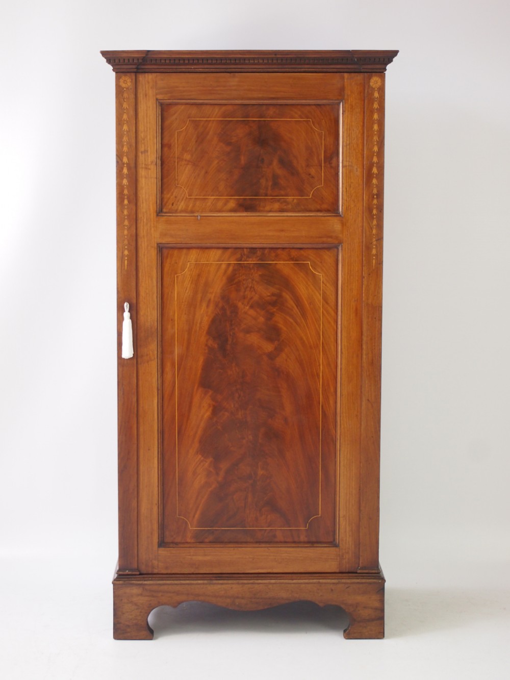 Tall & Slim Edwardian Inlaid Mahogany Cupboard