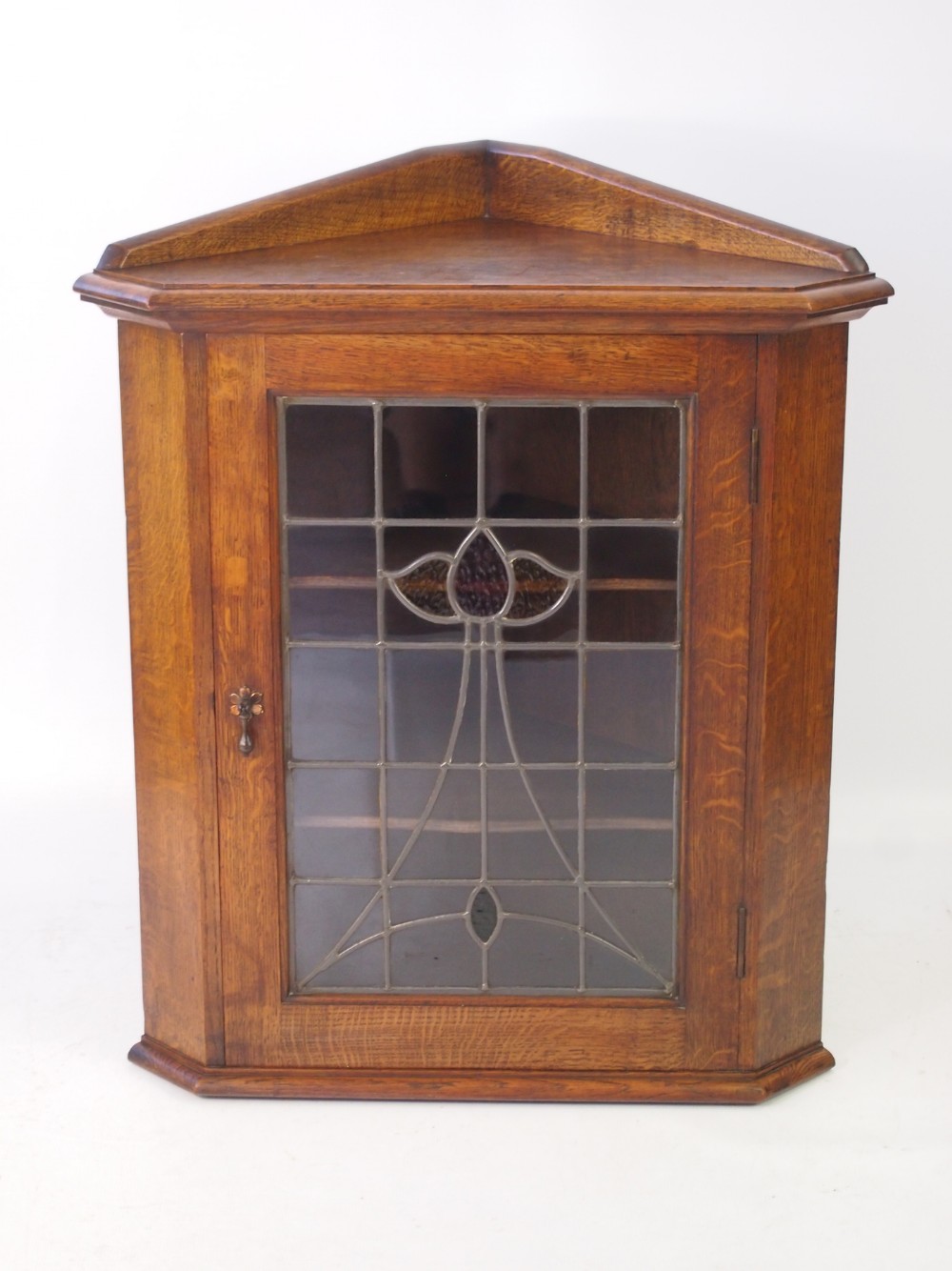 Small Edwardian Arts & Crafts Oak Corner Cupboard