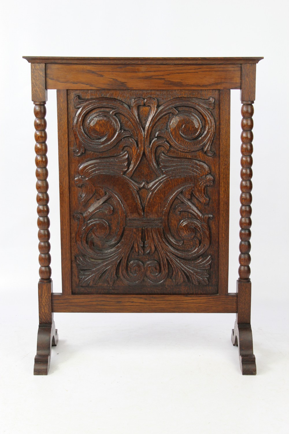Edwardian Carved Oak Fire Screen