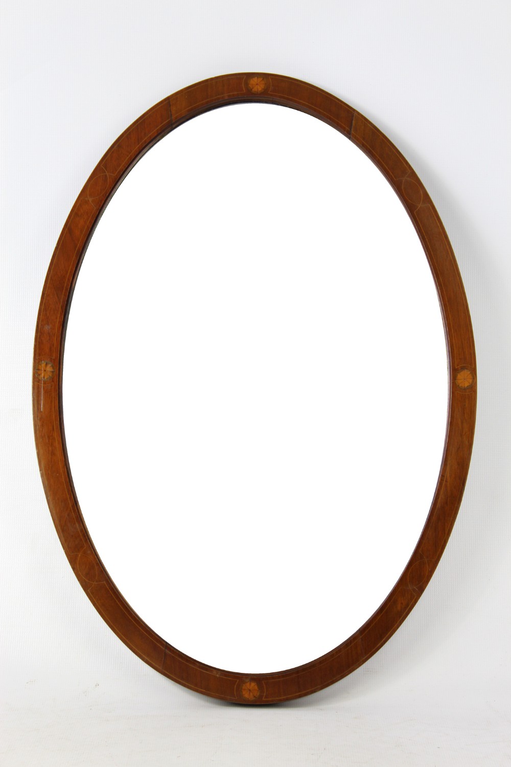 Edwardian Mahogany & Inlaid Oval Mirror