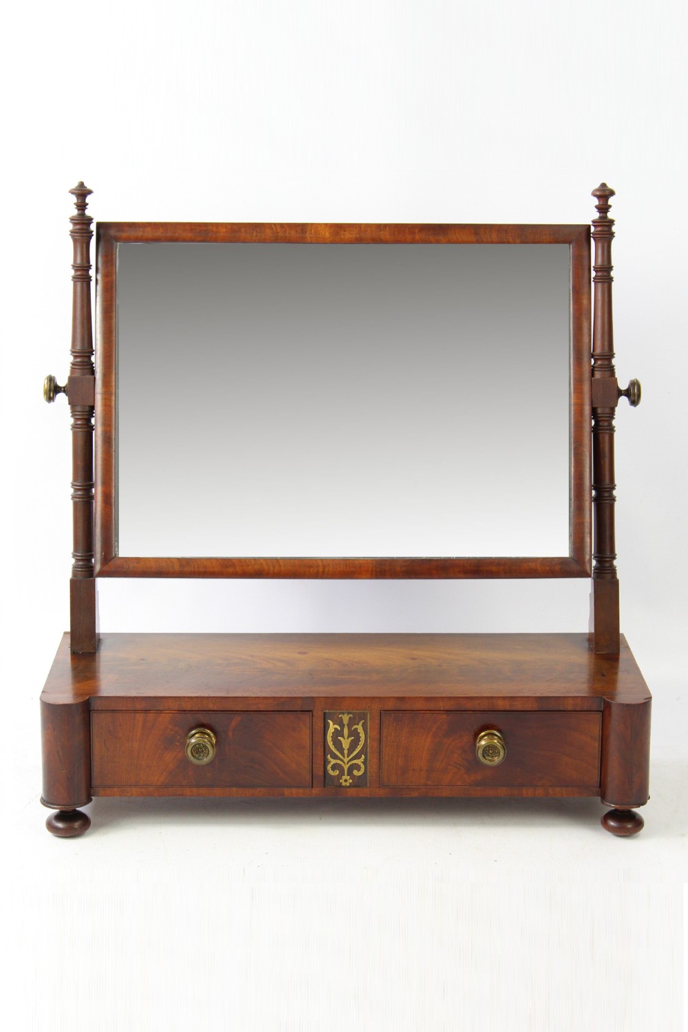 Regency Mahogany & Brass Inlaid Dressing Table Mirror