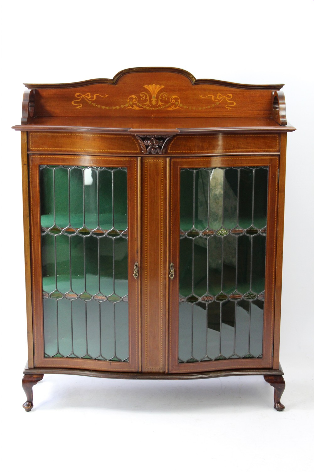 Edwardian Arts & Crafts Mahogany Inlaid Display Bookcase