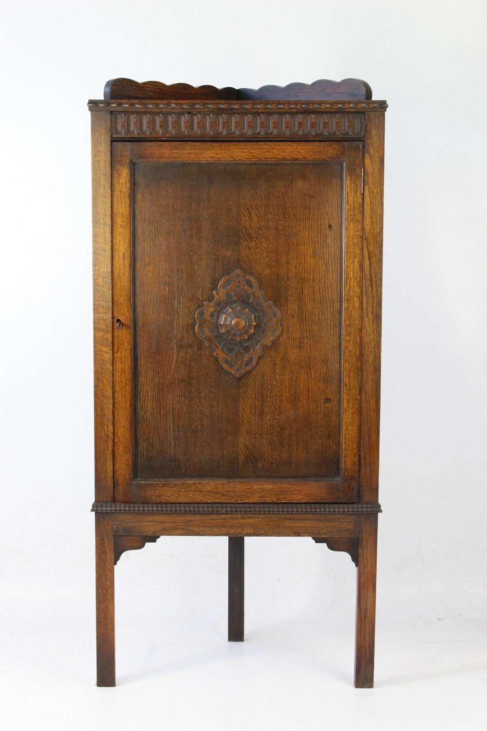 Edwardian Floor Standing Oak Corner Cupboard