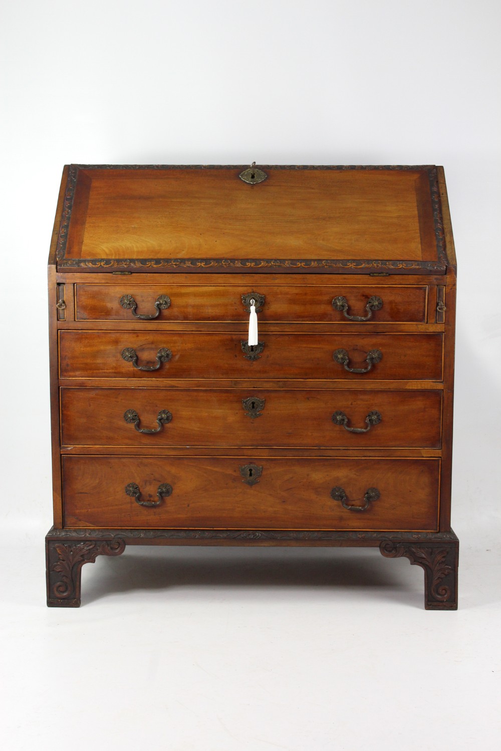 Small Georgian Carved Mahogany Bureau