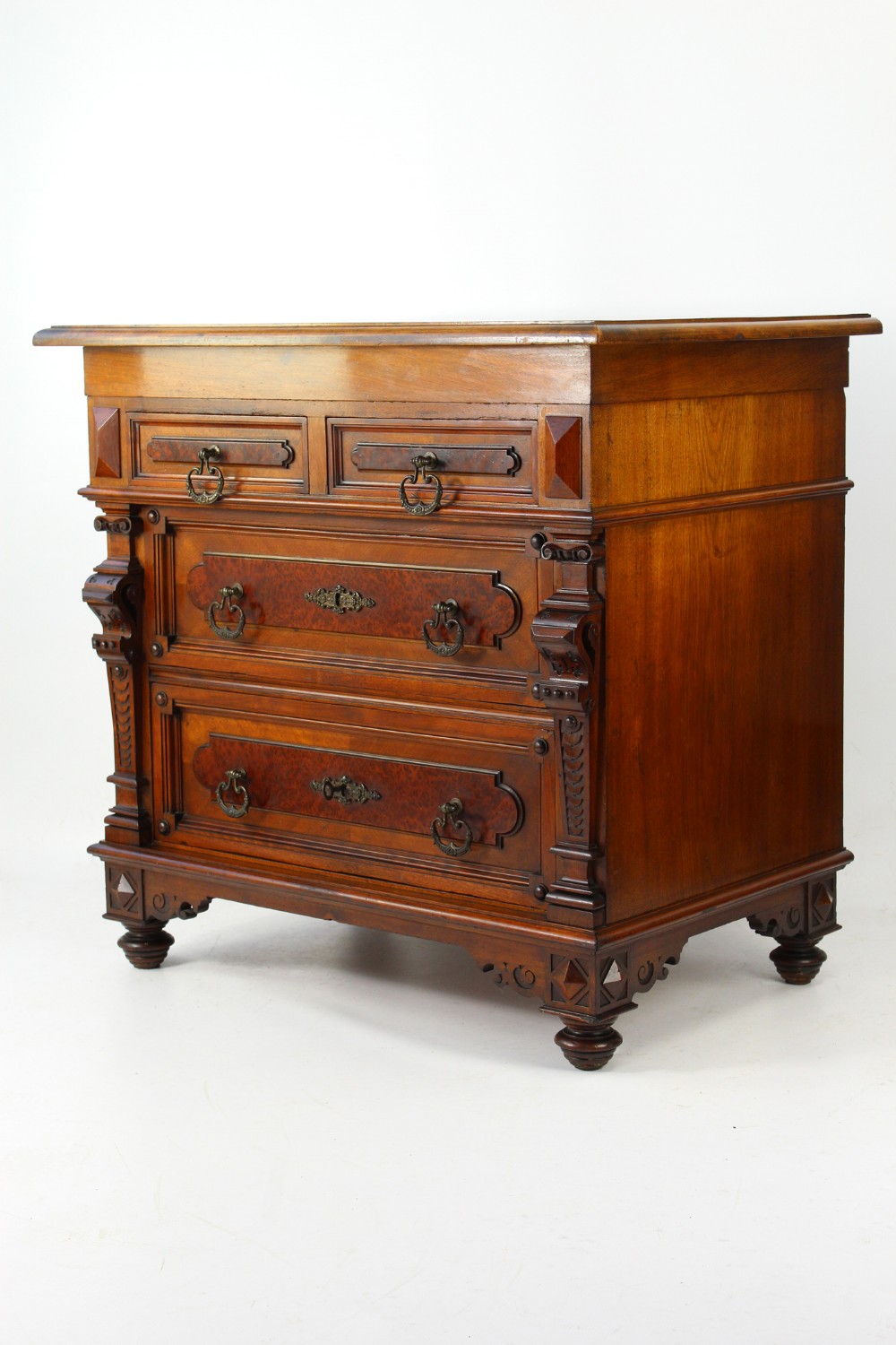 Small Antique Walnut Chest Drawers