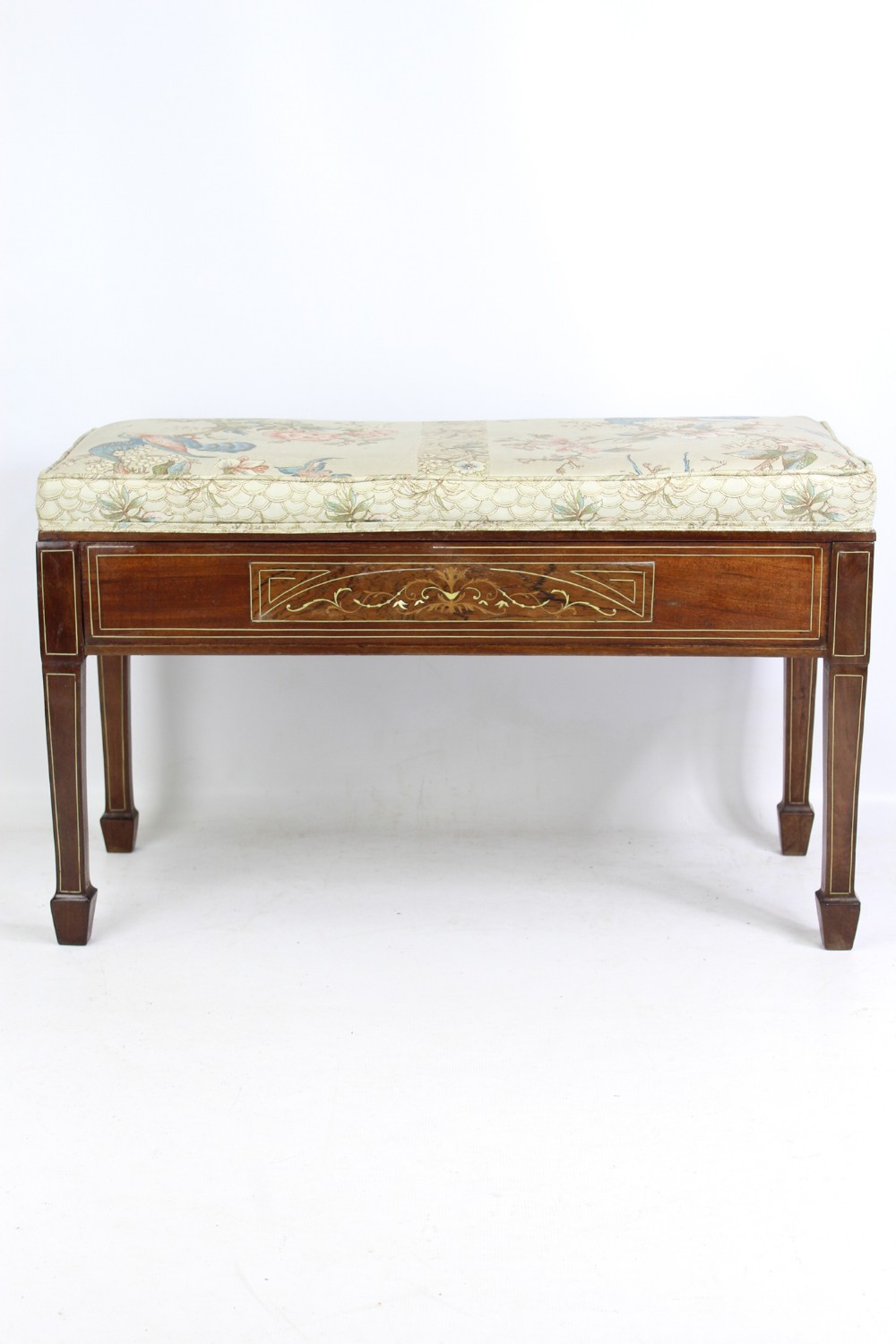 Victorian Mahogany Inlaid Duet Piano Stool