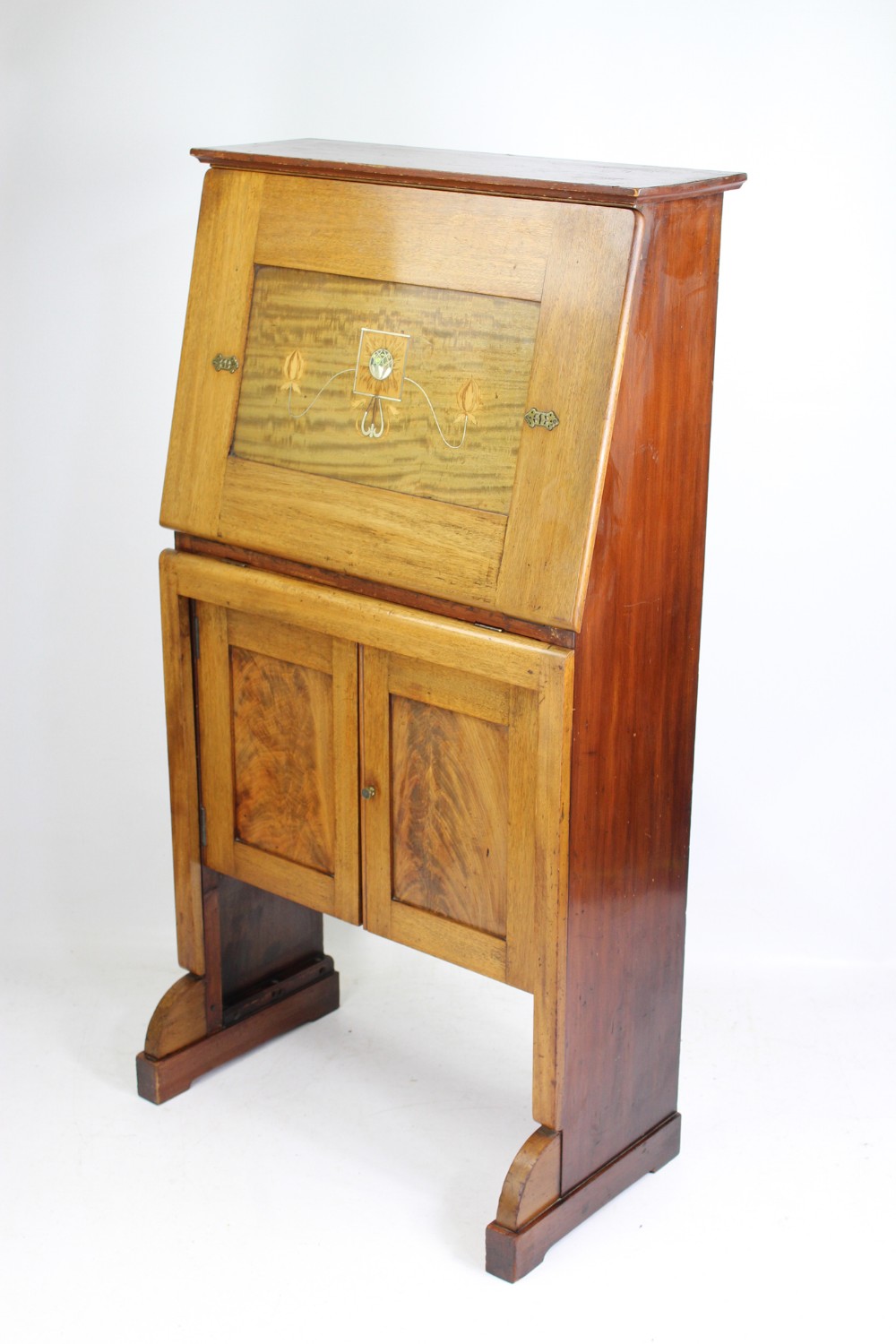 Slim Edwardian Arts and Crafts Mahogany Bureau