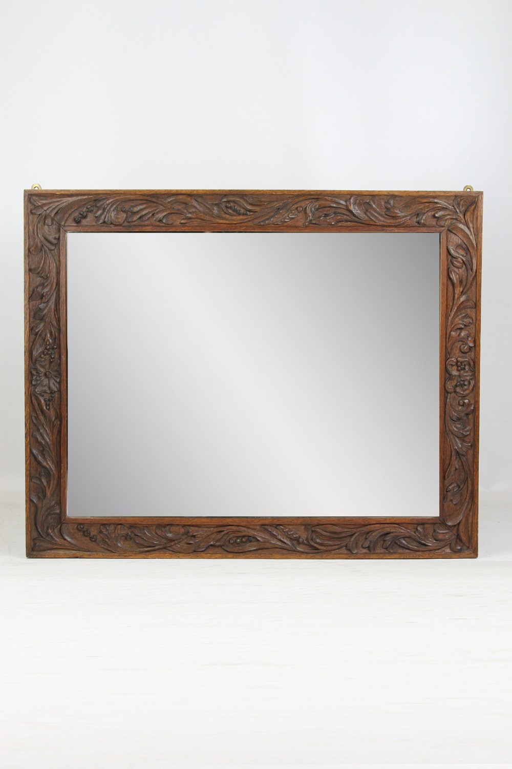 Edwardian Arts & Crafts Carved Oak Mirror