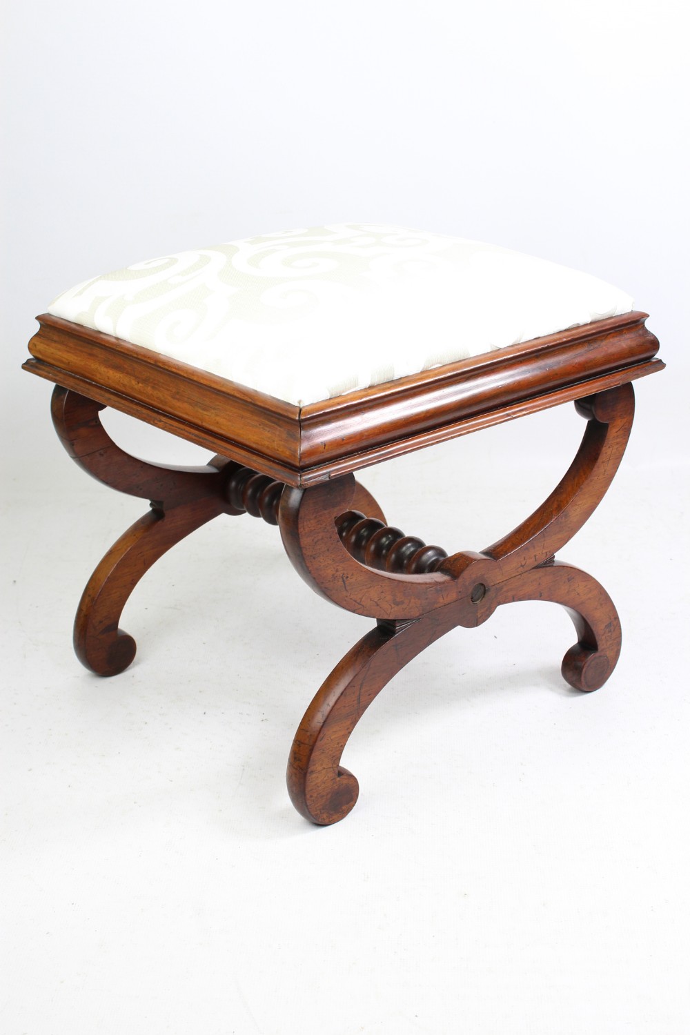 Antique Victorian Mahogany X-Frame Stool