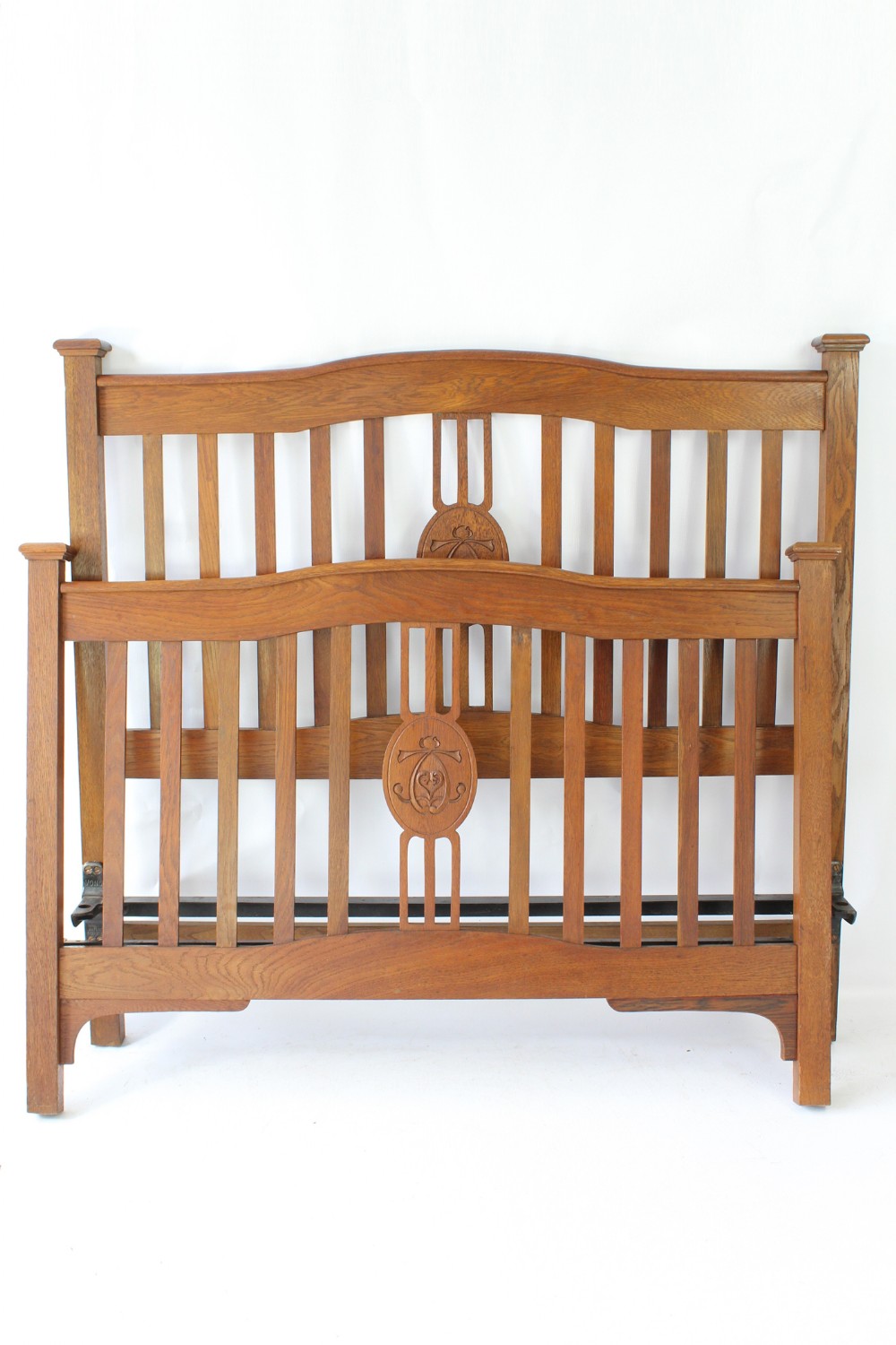 Antique Arts Crafts Oak Double Bed