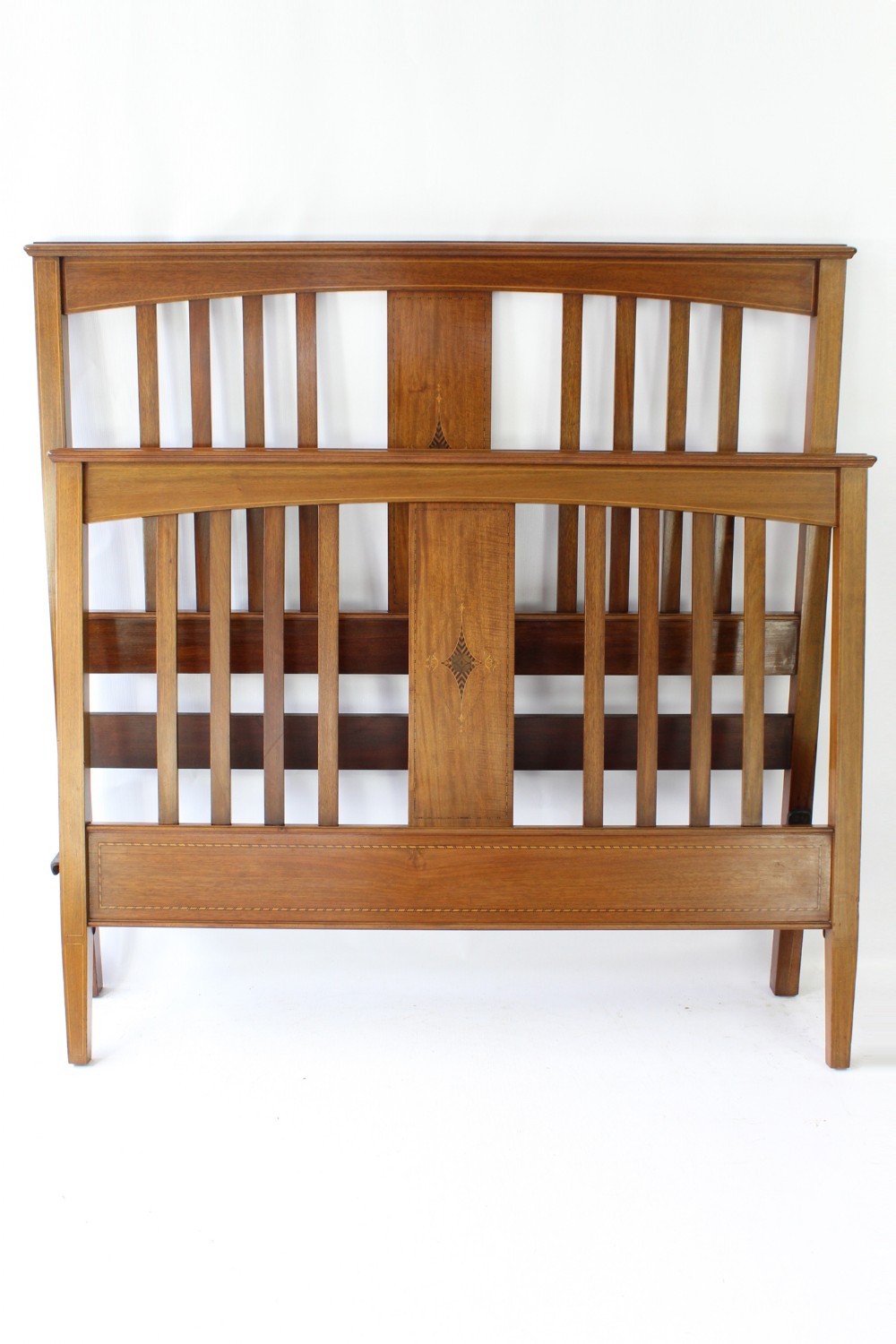 Antique Edwardian Mahogany & Inlaid Double Bed
