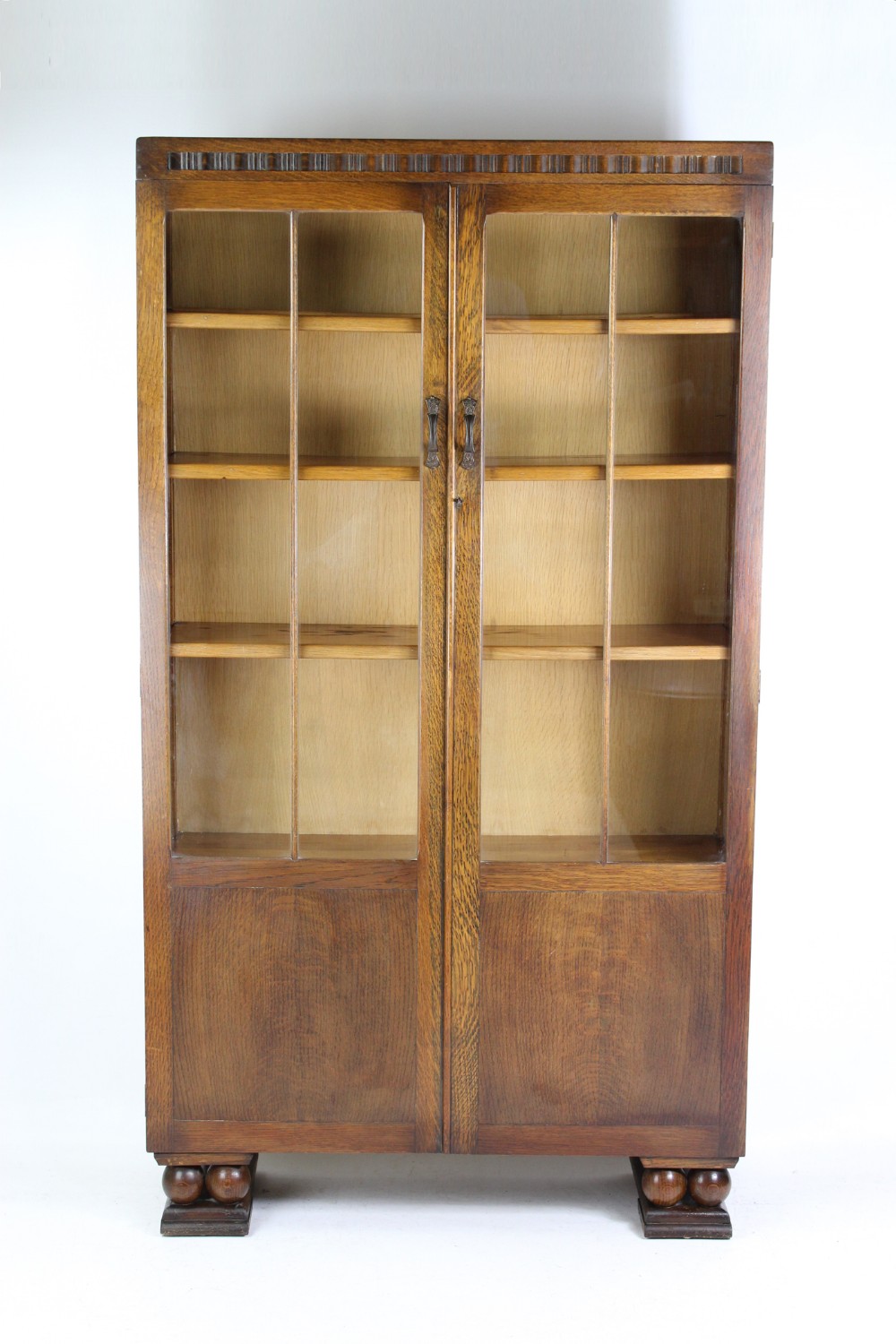 Tall Art Deco Oak Bookcase