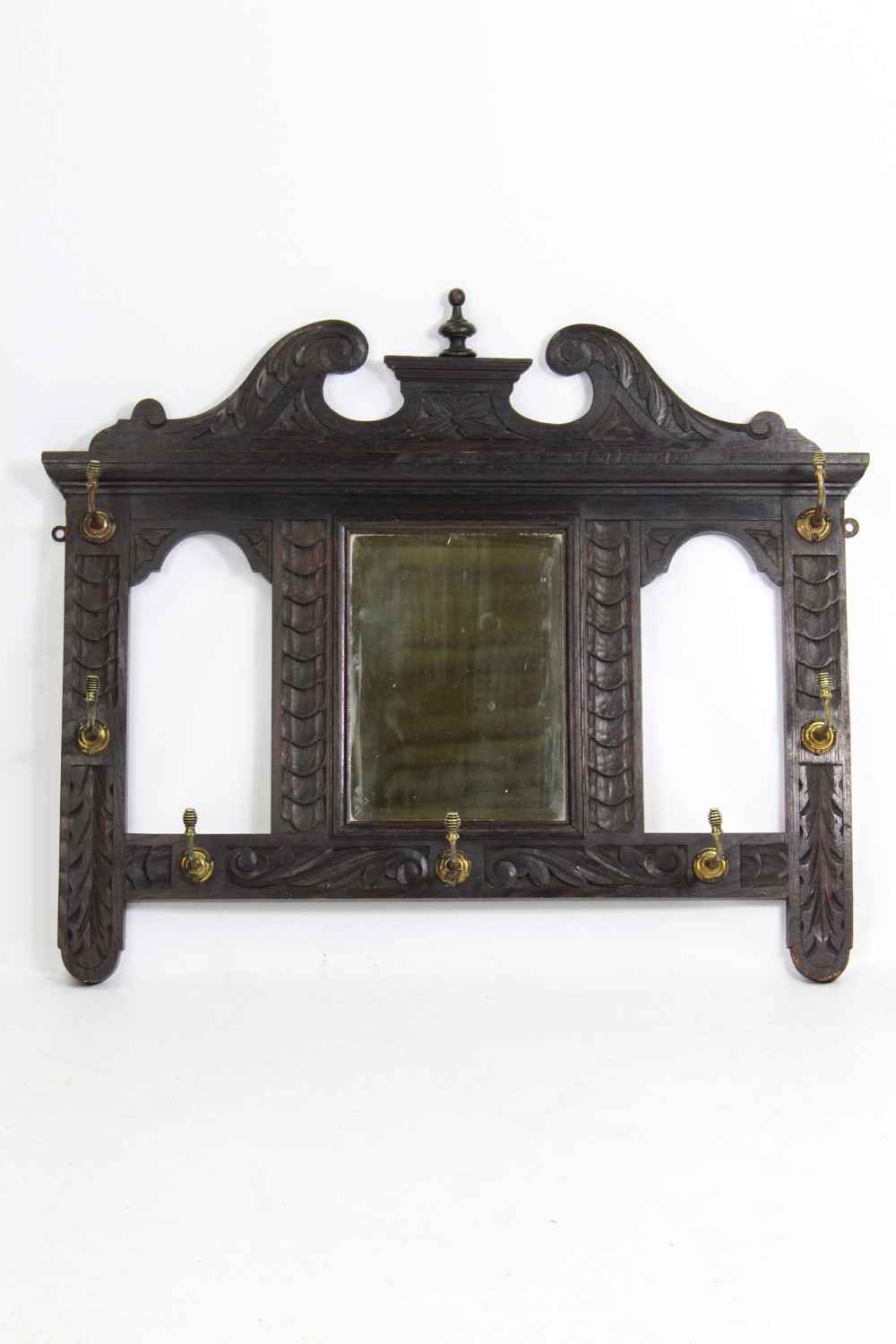 Victorian Gothic Hall Mirror with Hooks