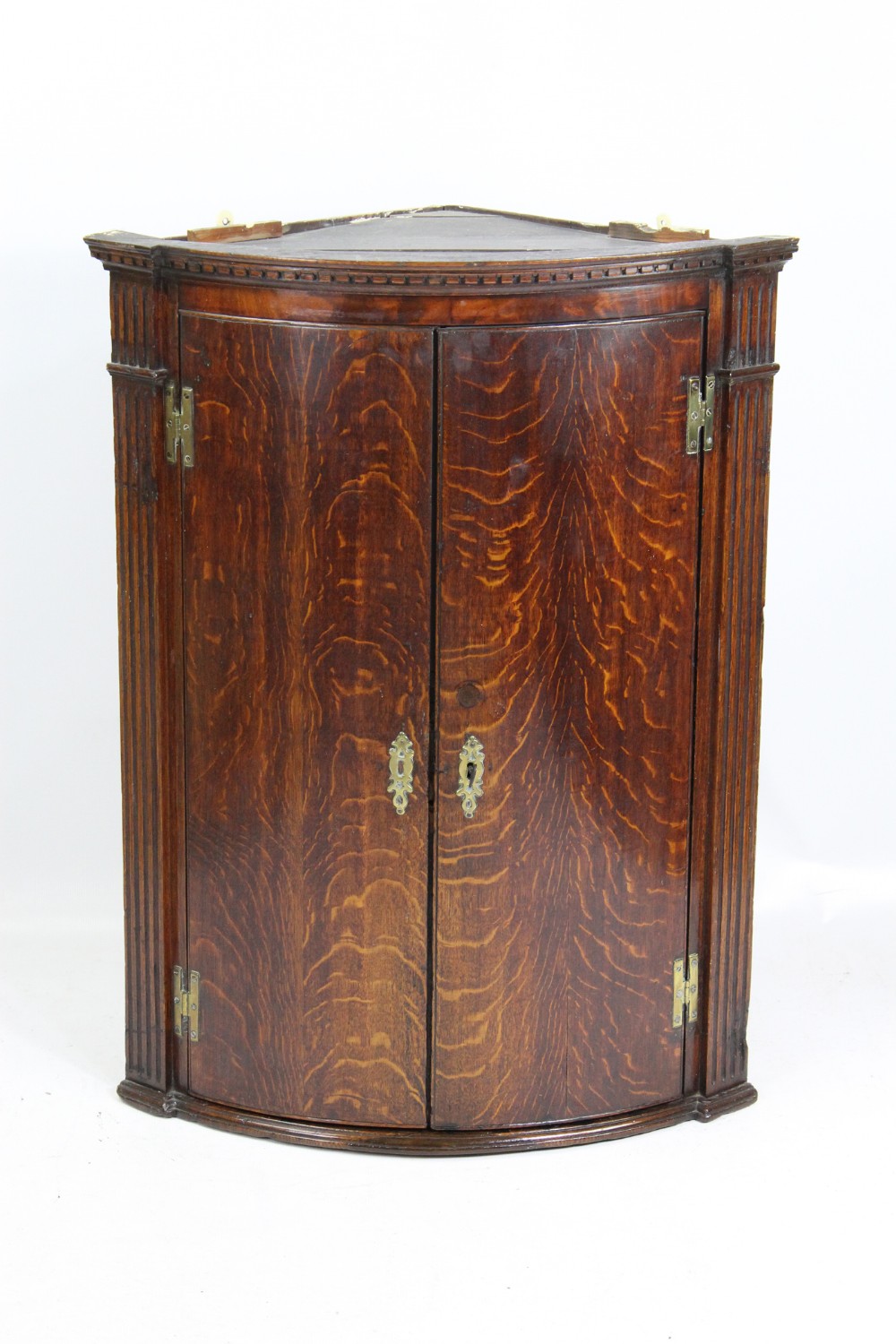 Antique Georgian Oak Bow Front Corner Cupboard