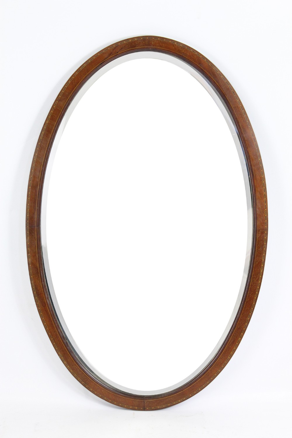 Antique Edwardian Mahogany & Inlaid Oval Mirror