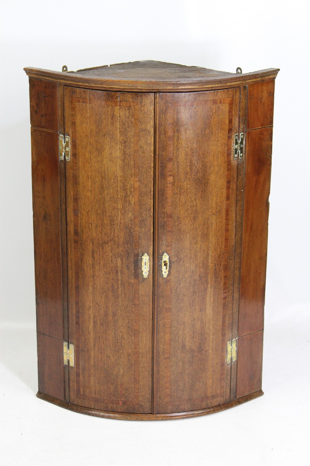 Georgian Oak Bow Front Corner Cupboard