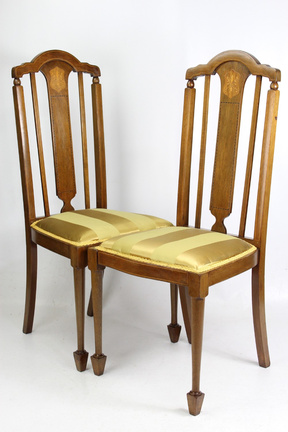 Pair Antique Edwardian Mahogany Side Chairs