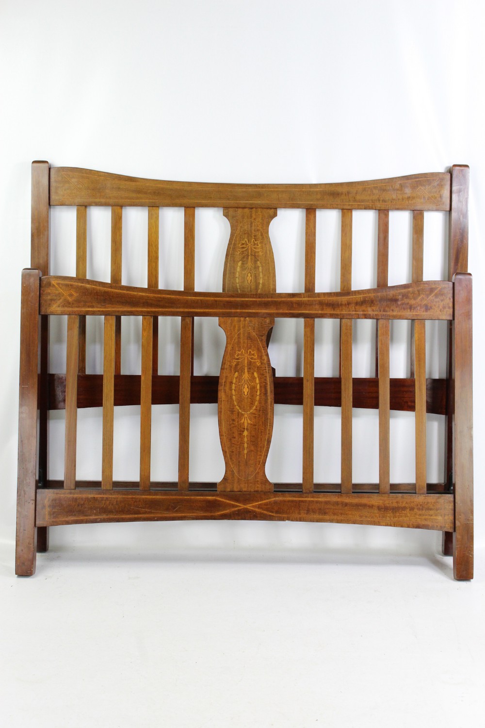 Antique Edwardian Mahogany & Inlaid Double Bed