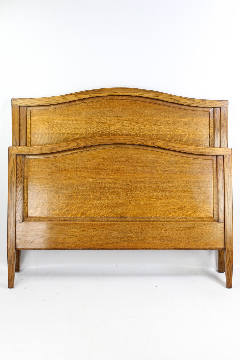 Antique Edwardian Panelled Oak Double Bed
