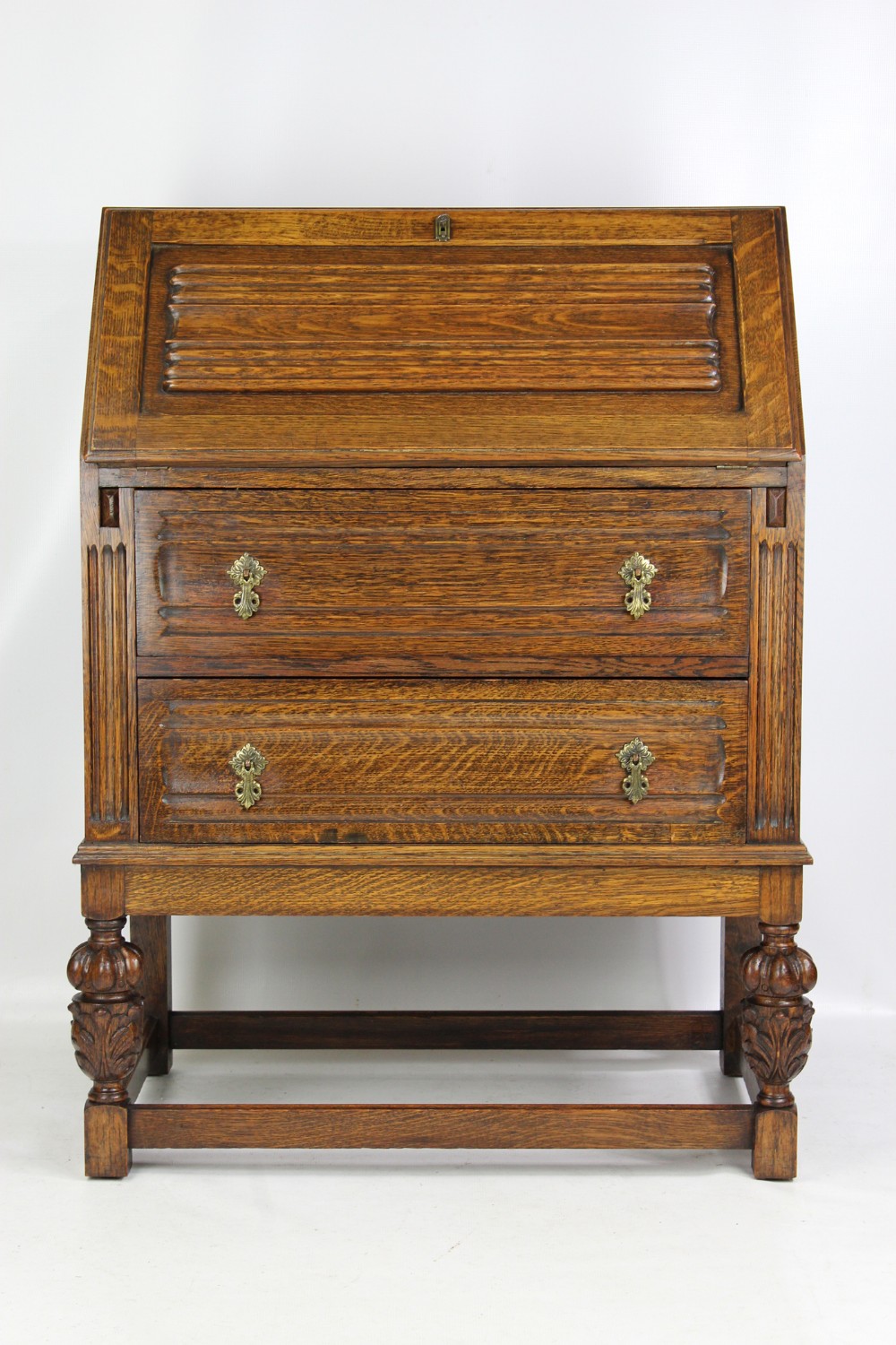 Small Carved Oak Bureau