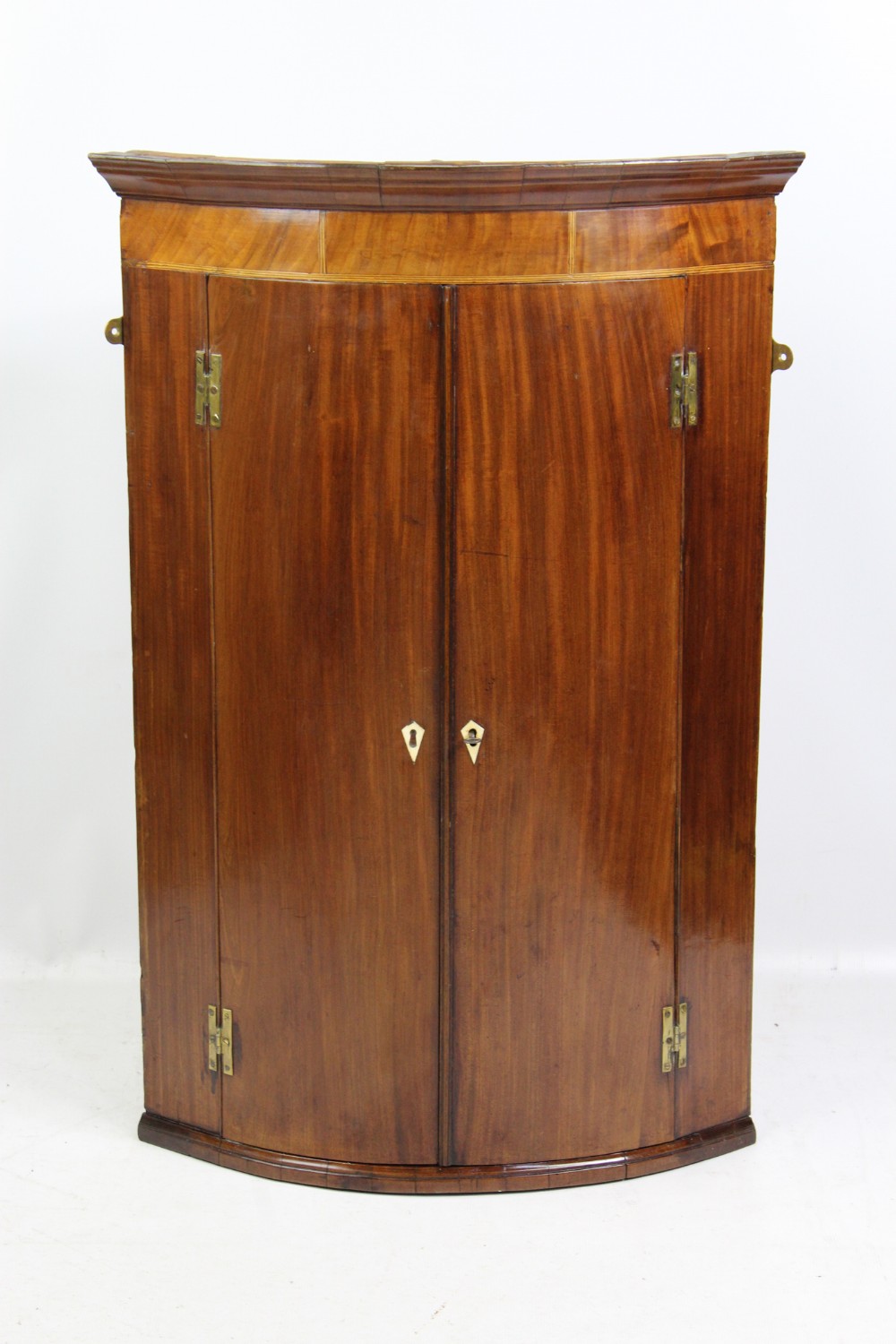 Georgian Mahogany Bow Front Corner Cupboard