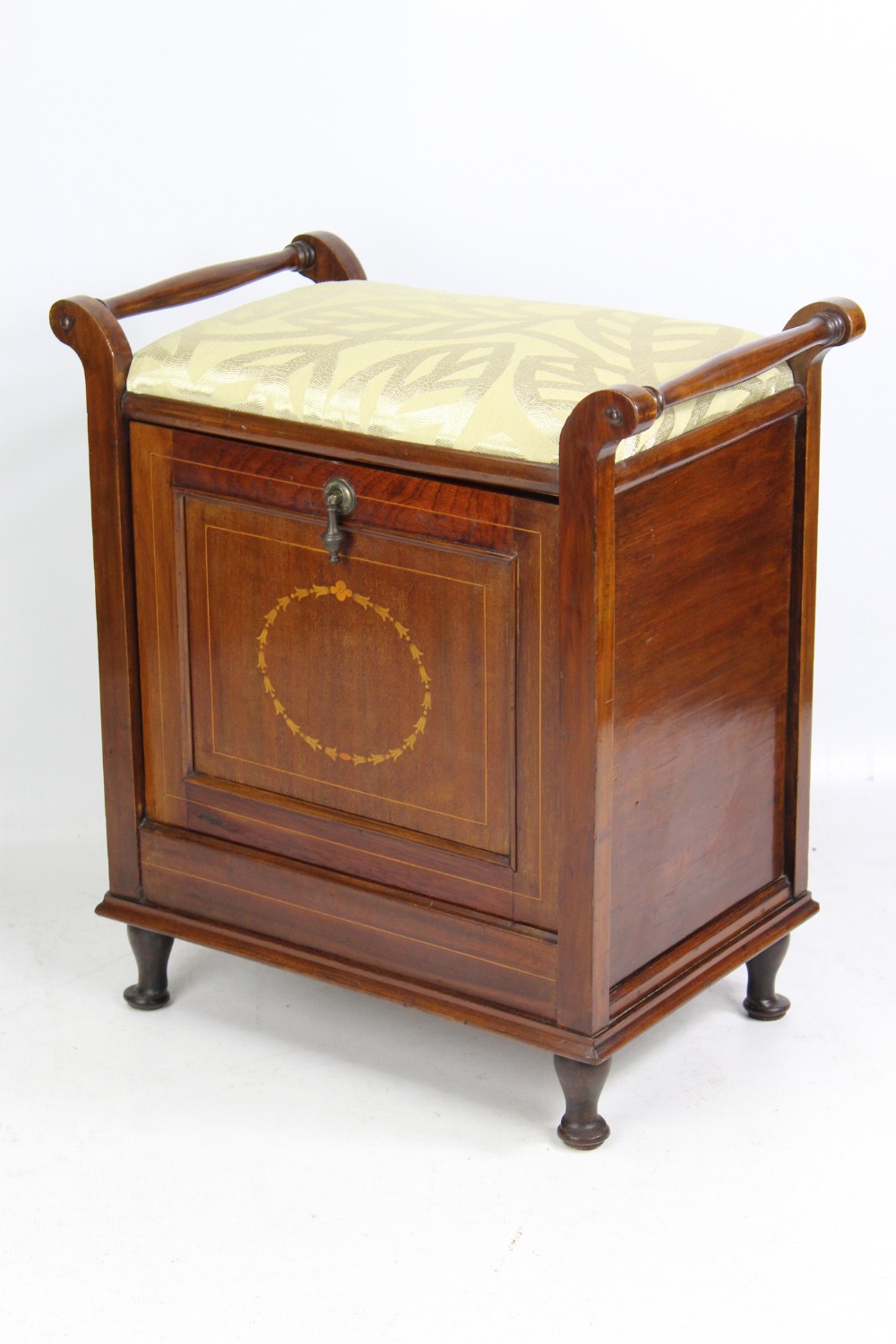 Edwardian Mahogany & Inlaid Piano Stool