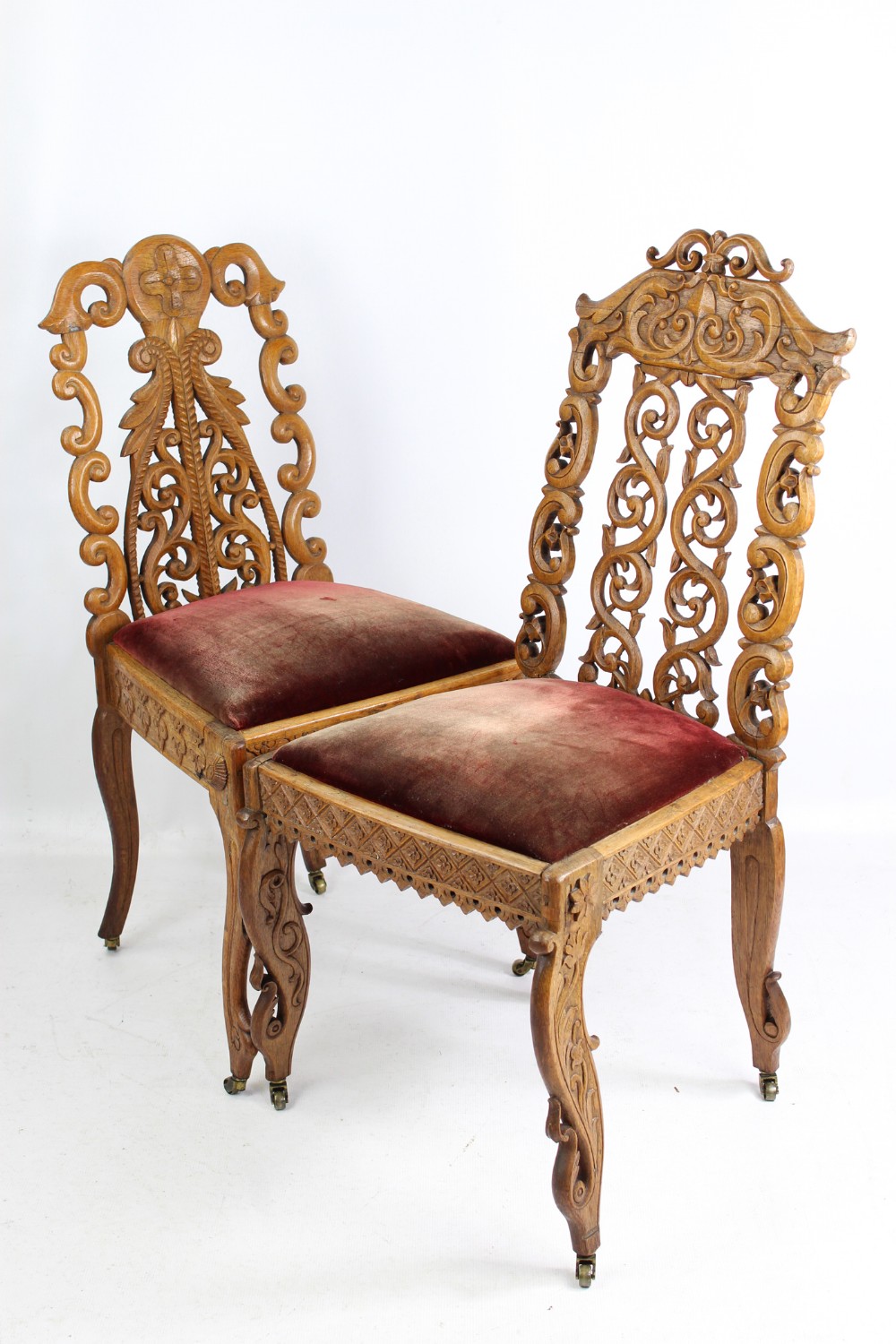 Near Pair of Antique Chairs Carved from Oak Beer Casks
