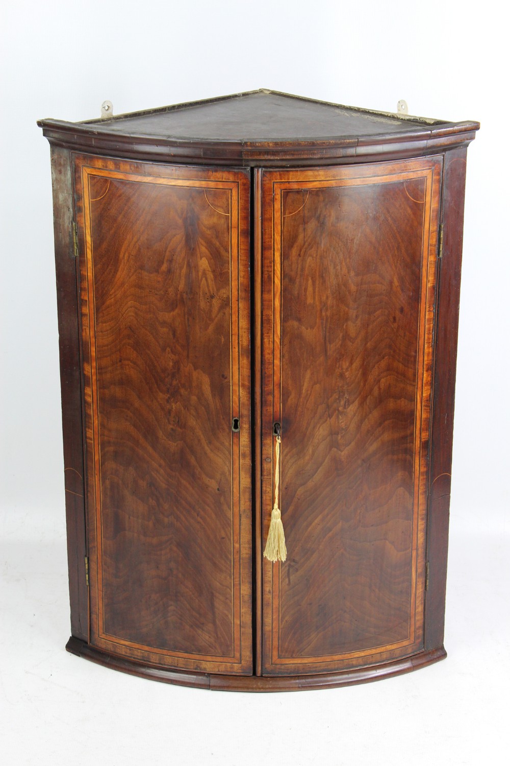 Georgian Mahogany Bow Front Corner Cupboard