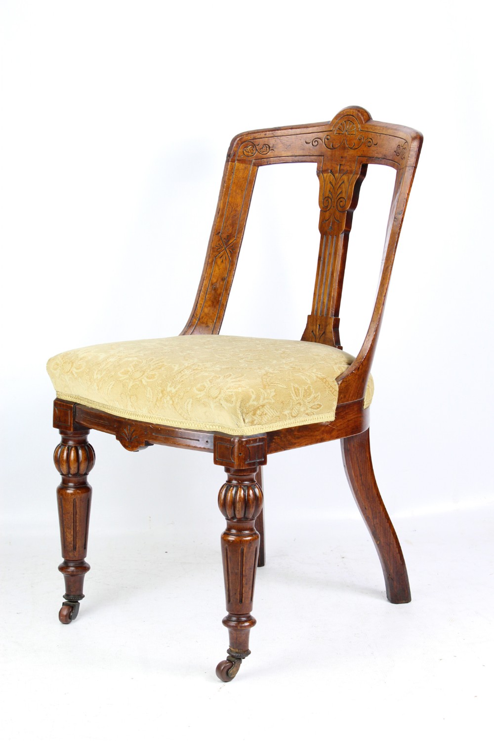 Antique Victorian Oak Desk Chair with Label