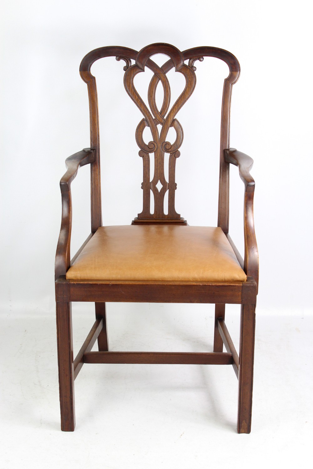 Edwardian Mahogany Desk Chair Open Armchair