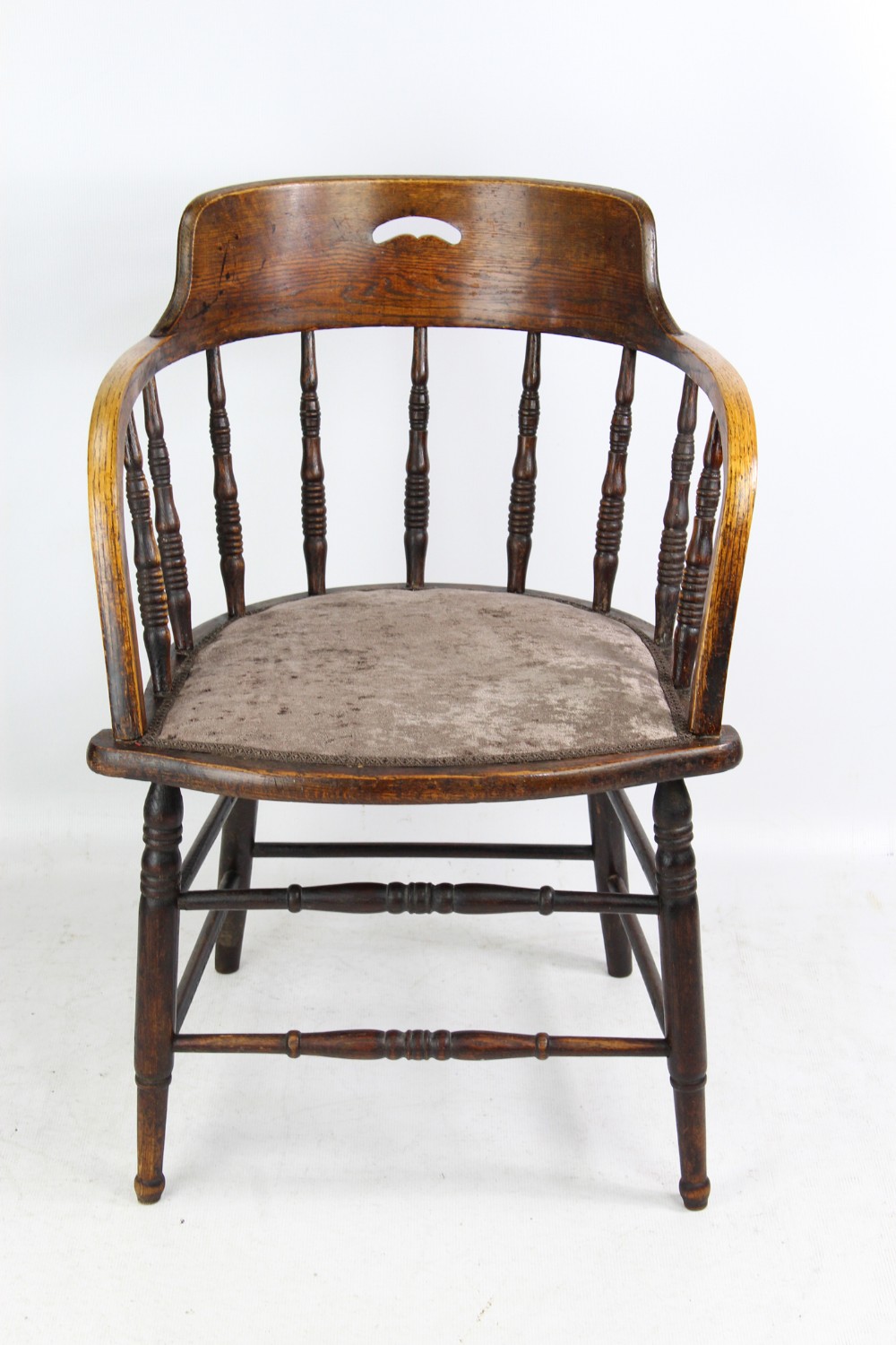 Edwardian Oak Desk Chair or Tub Armchair