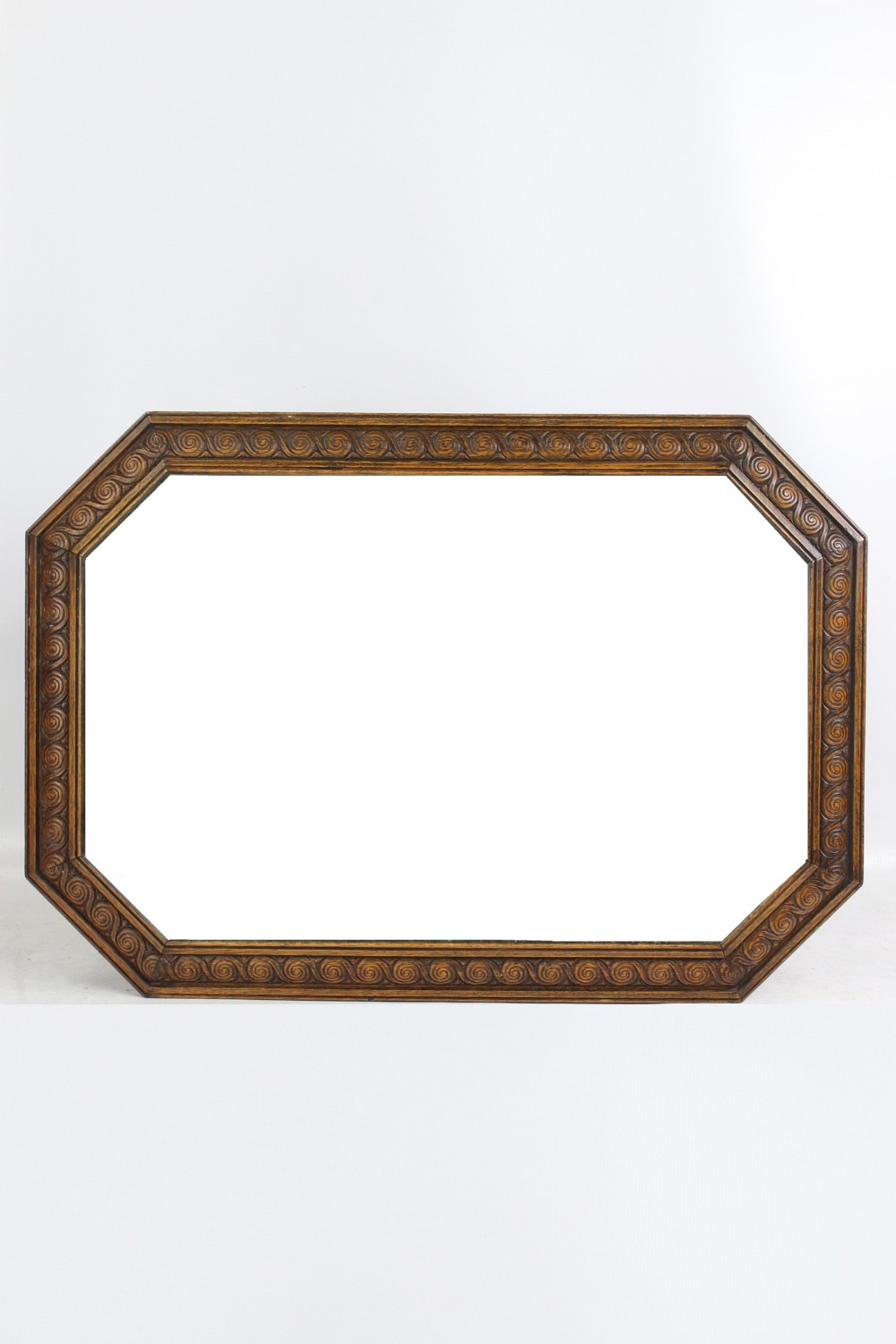 Large Carved Oak Framed Mirror Overmantle