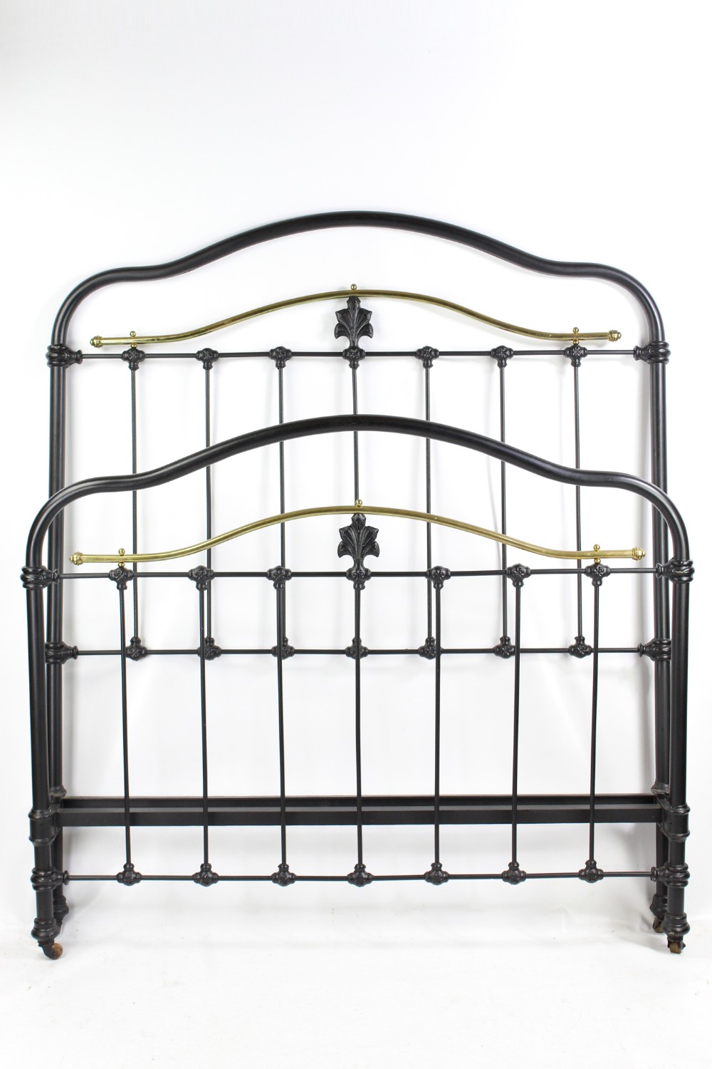 Antique Victorian Iron & Brass Small Double Bed