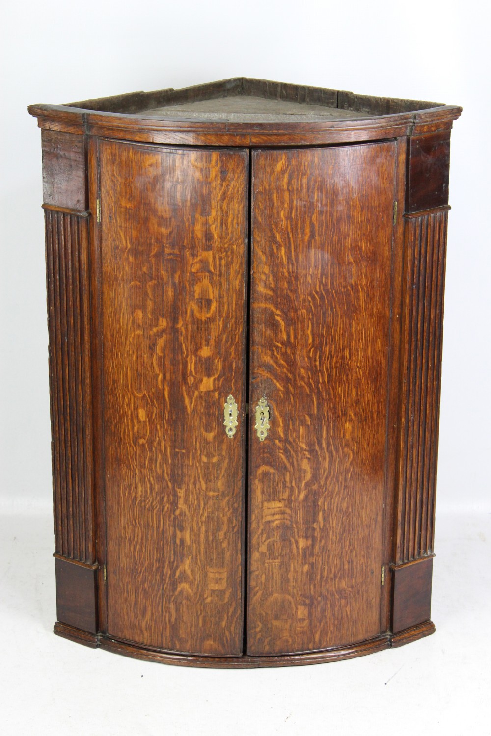 Georgian Oak Bow Front Corner Cupboard