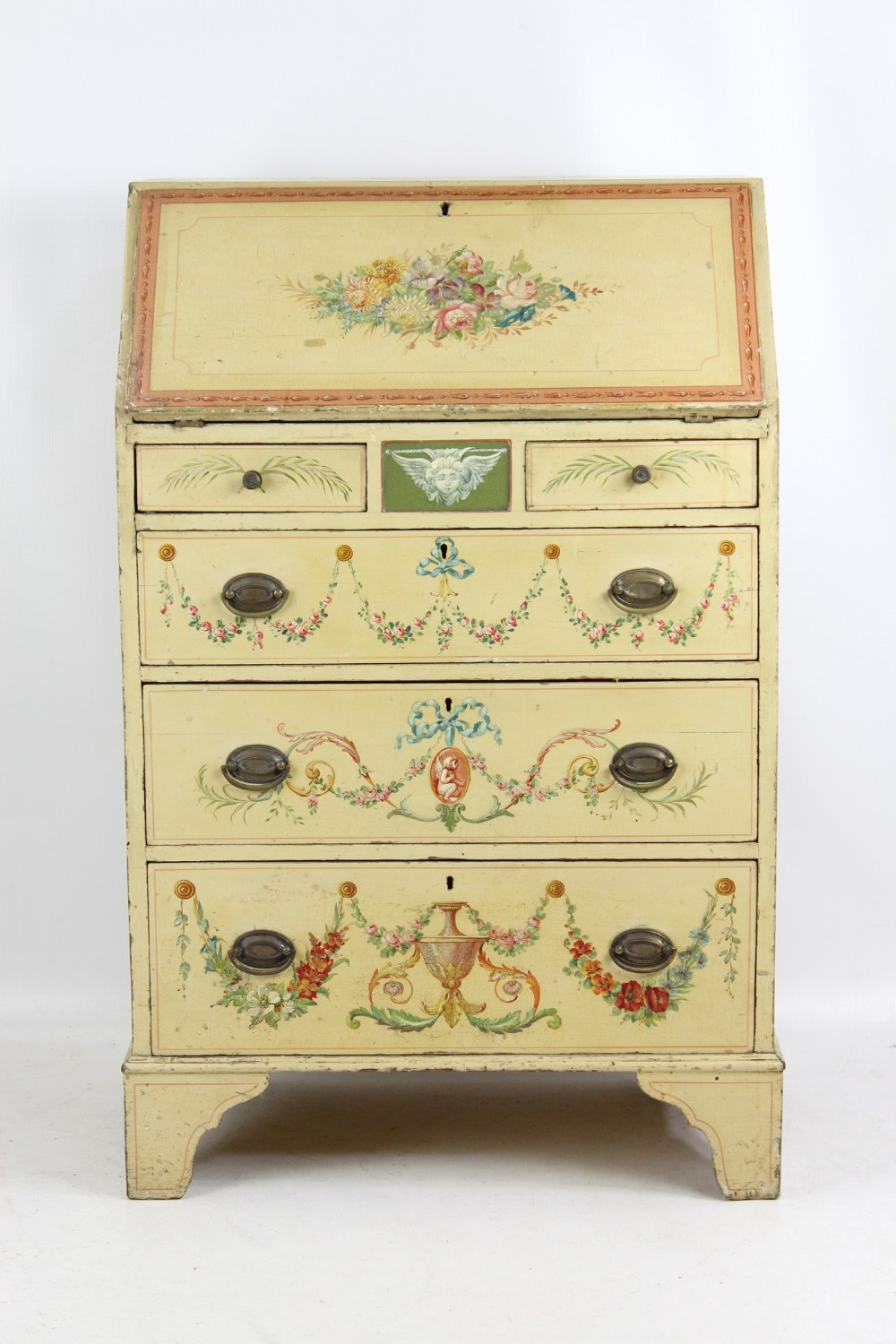 Small Edwardian Neo-Classical Painted Bureau