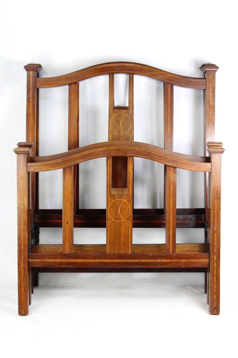 Pair of Edwardian Mahogany & Inlaid Single Beds